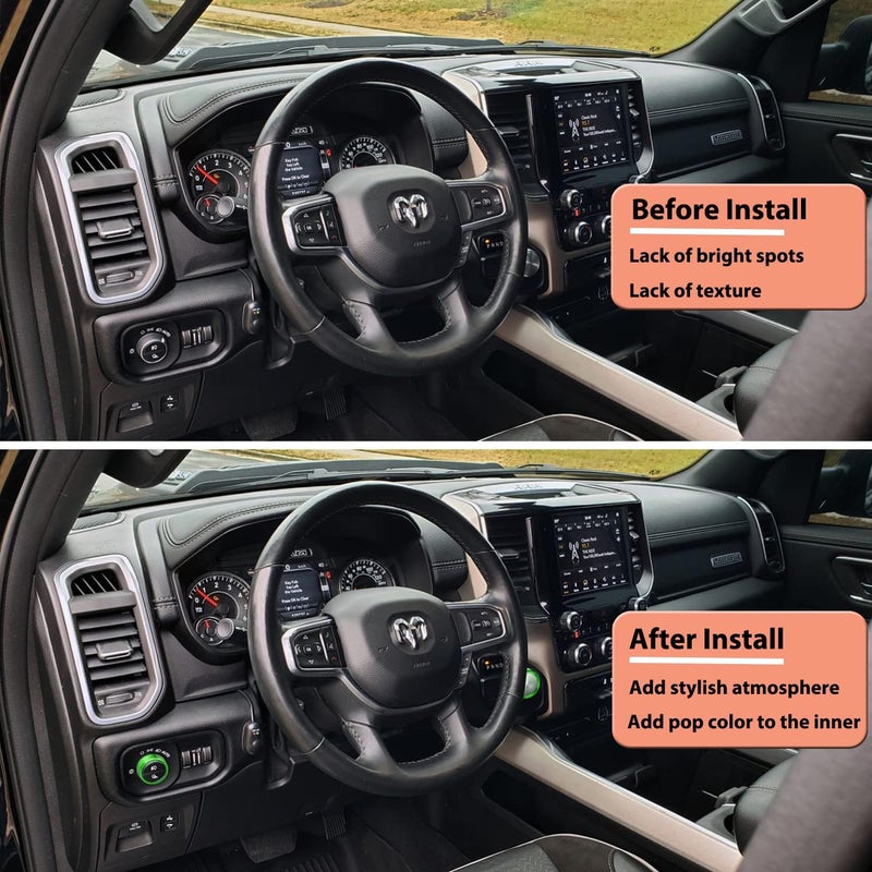 Bentolin Headlights Switch Button Knob Cover for Dodge RAM 2018-2025 Aluminum Alloy Ring Trim Decoration Accessories Green 1Pcs - Image 5